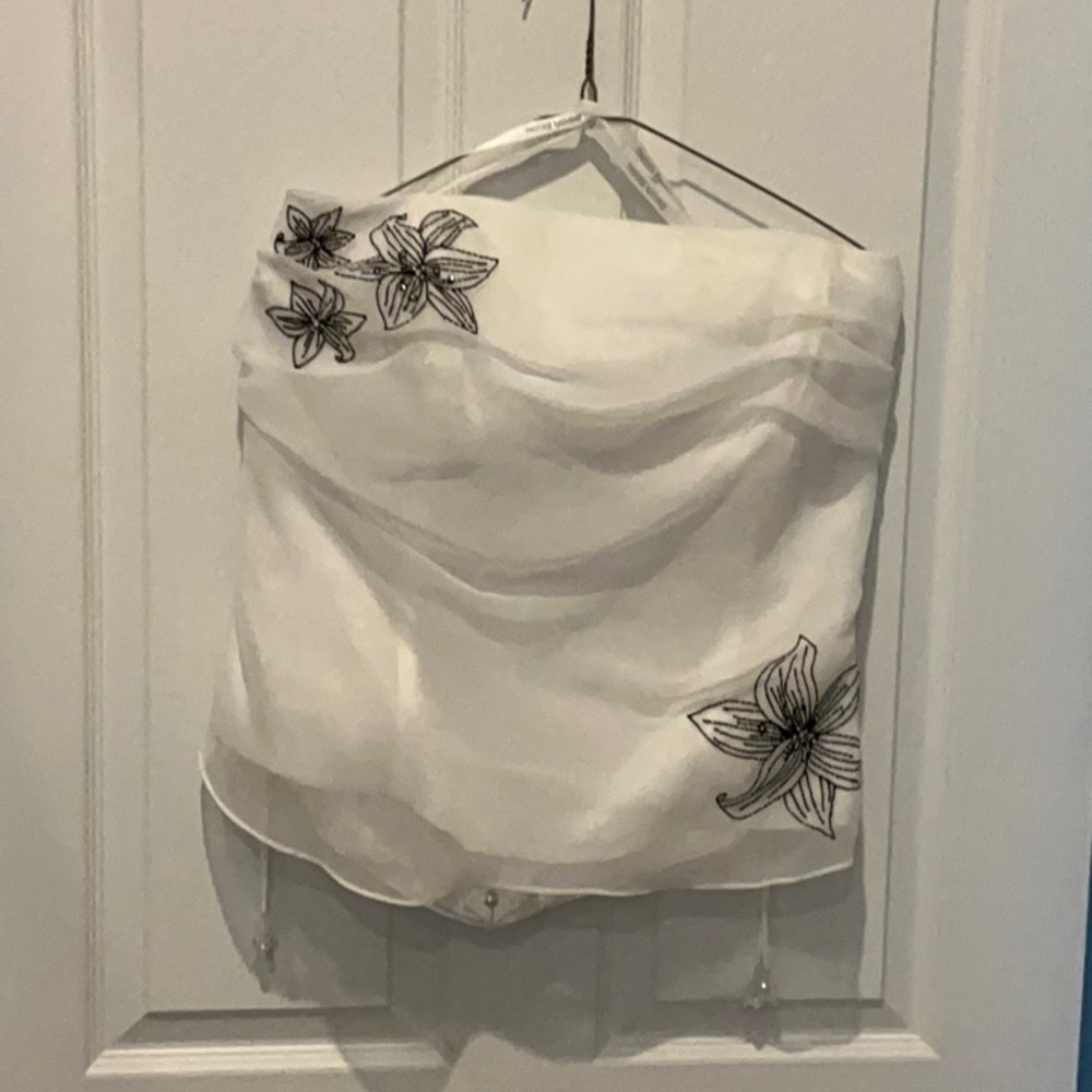 White Floral Embroidered Blouse